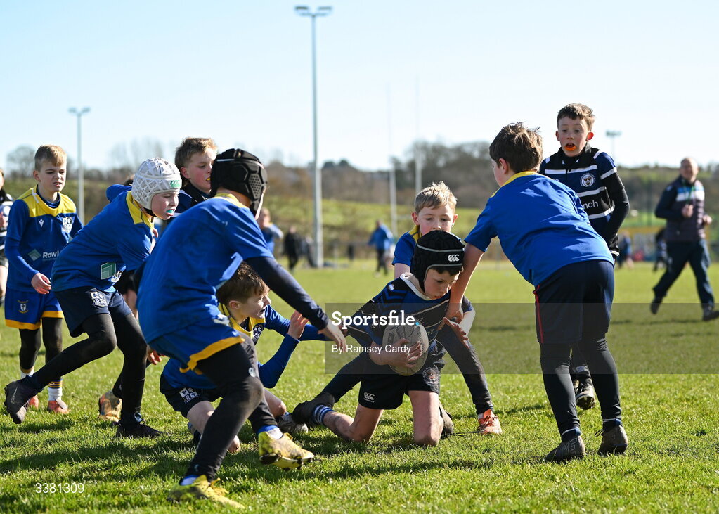 7 March 2026; Action during the Aviva Minis Rugby Festival at Balbriggan Rugby Club in Dublin. Photo by Ramsey Cardy/Sportsfile
