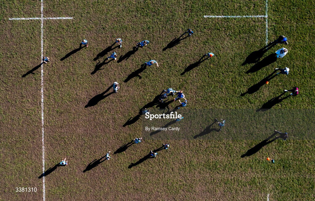 7 March 2026; An aerial view of action during the Aviva Minis Rugby Festival at Balbriggan Rugby Club in Dublin. Photo by Ramsey Cardy/Sportsfile