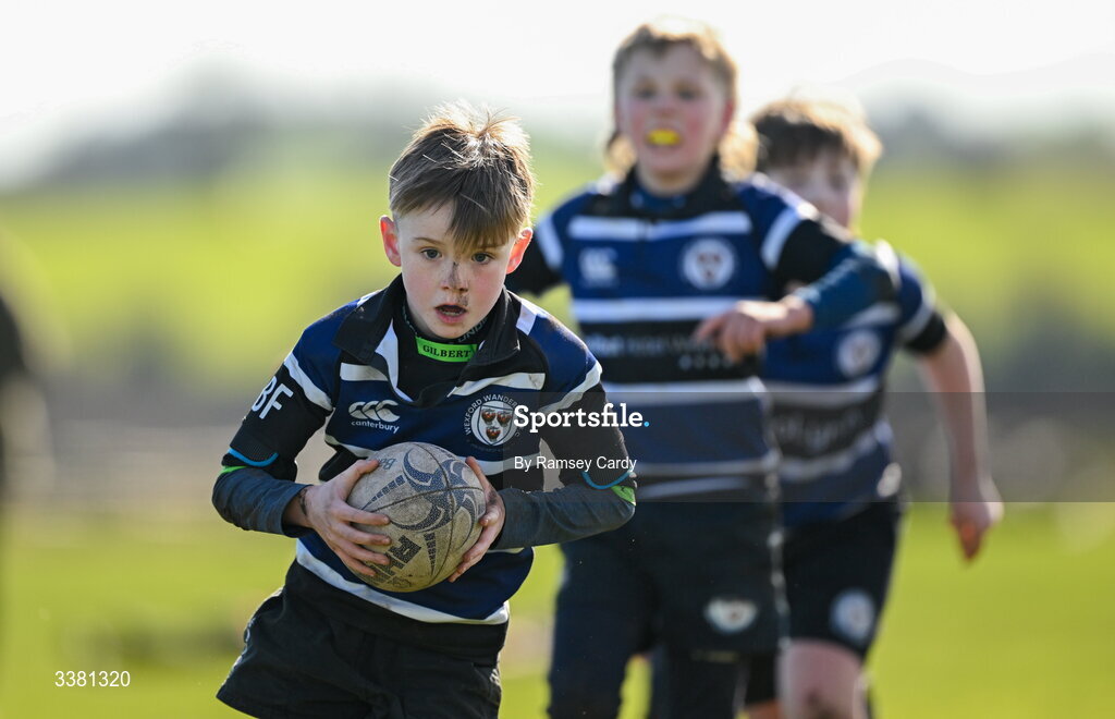 7 March 2026; Action during the Aviva Minis Rugby Festival at Balbriggan Rugby Club in Dublin. Photo by Ramsey Cardy/Sportsfile