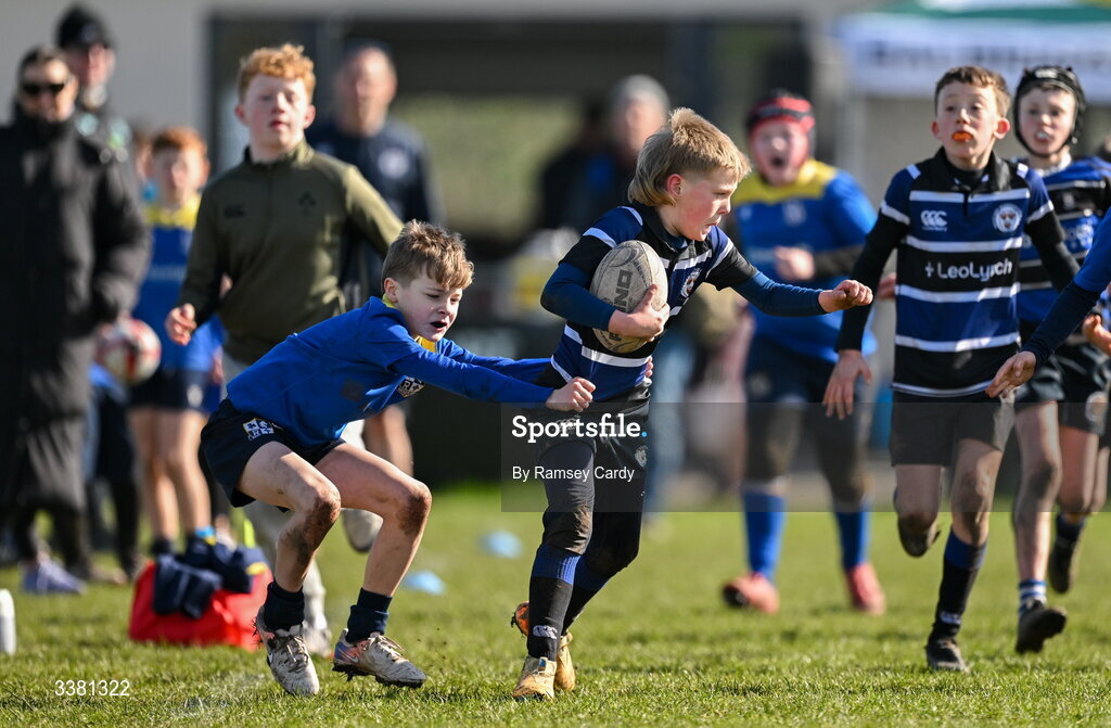 7 March 2026; Action during the Aviva Minis Rugby Festival at Balbriggan Rugby Club in Dublin. Photo by Ramsey Cardy/Sportsfile