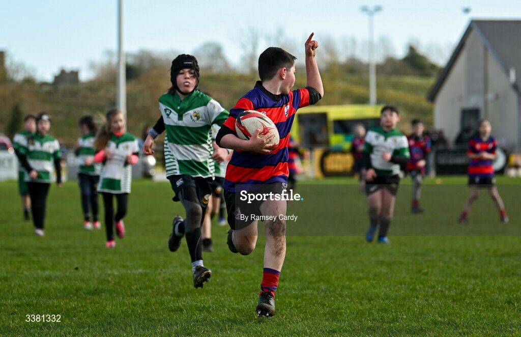 7 March 2026; Action during the Aviva Minis Rugby Festival between Athboy RFC and Balbriggan RFC at Balbriggan Rugby Club in Dublin. Photo by Ramsey Cardy/Sportsfile