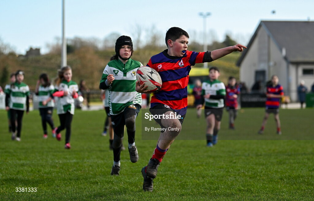 7 March 2026; Action during the Aviva Minis Rugby Festival between Athboy RFC and Balbriggan RFC at Balbriggan Rugby Club in Dublin. Photo by Ramsey Cardy/Sportsfile