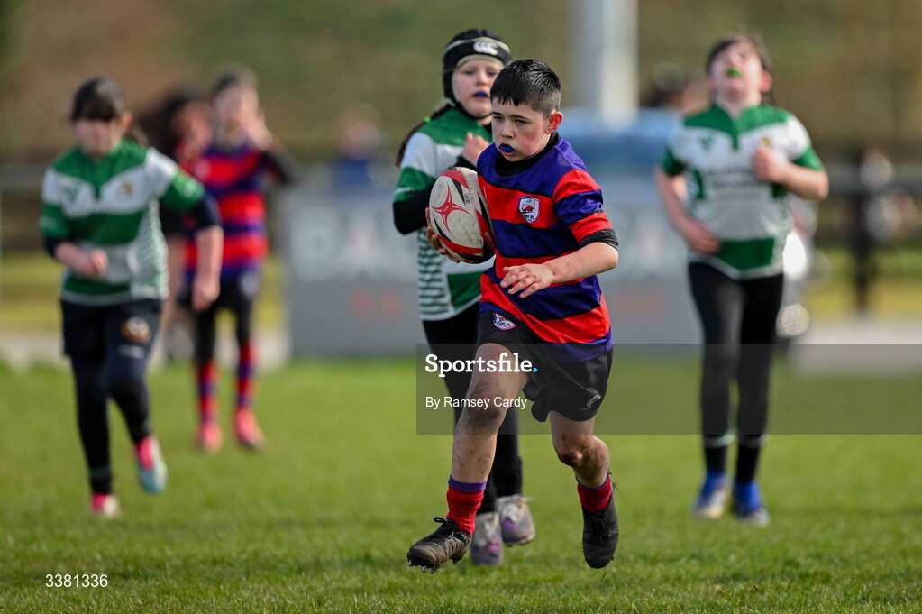 7 March 2026; Action during the Aviva Minis Rugby Festival between Athboy RFC and Balbriggan RFC at Balbriggan Rugby Club in Dublin. Photo by Ramsey Cardy/Sportsfile
