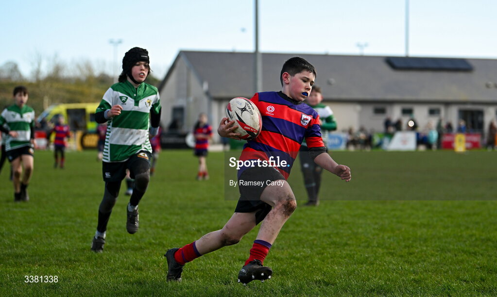 7 March 2026; Action during the Aviva Minis Rugby Festival between Athboy RFC and Balbriggan RFC at Balbriggan Rugby Club in Dublin. Photo by Ramsey Cardy/Sportsfile