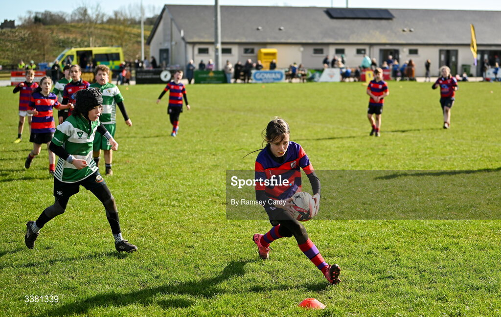 7 March 2026; Action during the Aviva Minis Rugby Festival between Athboy RFC and Balbriggan RFC at Balbriggan Rugby Club in Dublin. Photo by Ramsey Cardy/Sportsfile