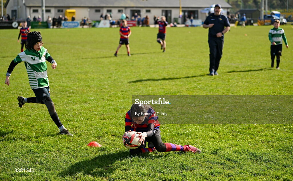 7 March 2026; Action during the Aviva Minis Rugby Festival between Athboy RFC and Balbriggan RFC at Balbriggan Rugby Club in Dublin. Photo by Ramsey Cardy/Sportsfile