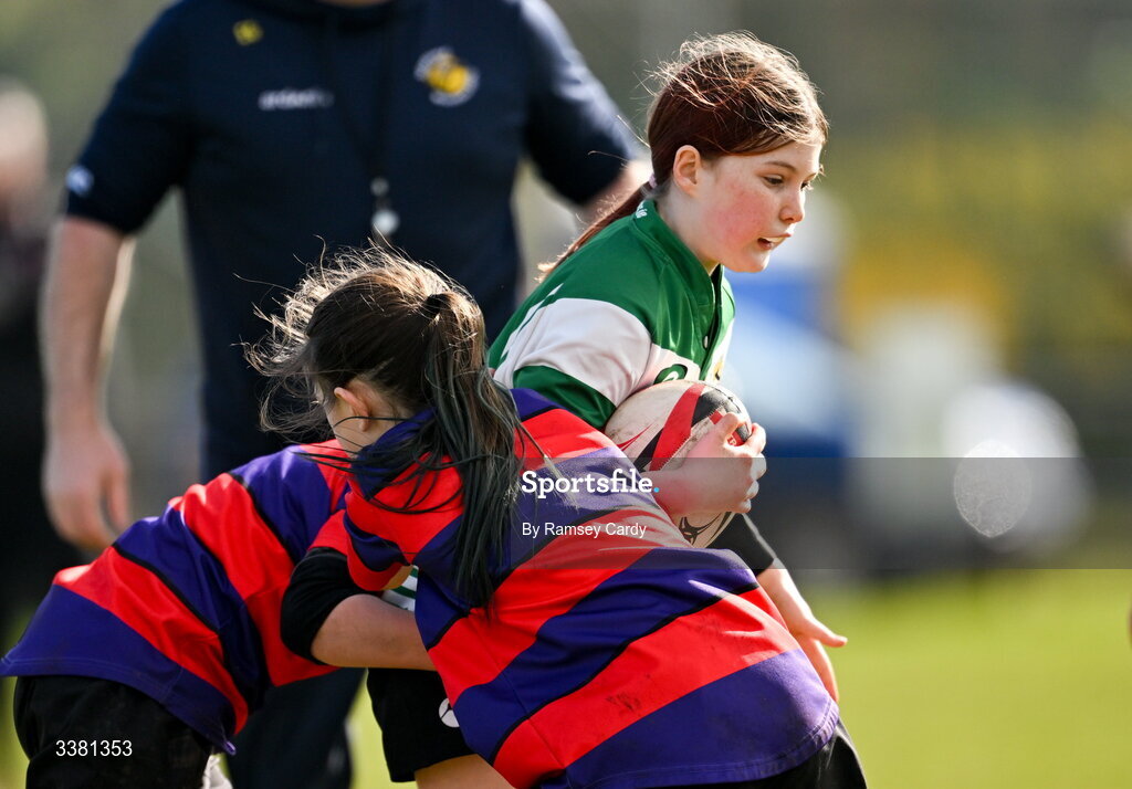 7 March 2026; Action during the Aviva Minis Rugby Festival between Athboy RFC and Balbriggan RFC at Balbriggan Rugby Club in Dublin. Photo by Ramsey Cardy/Sportsfile