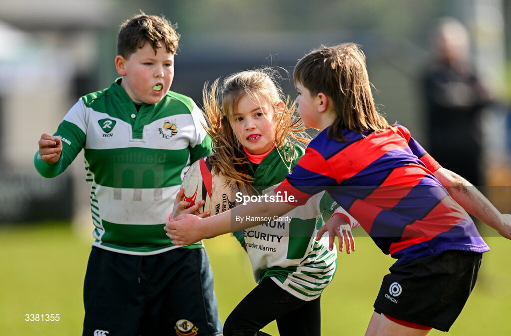 7 March 2026; Action during the Aviva Minis Rugby Festival between Athboy RFC and Balbriggan RFC at Balbriggan Rugby Club in Dublin. Photo by Ramsey Cardy/Sportsfile