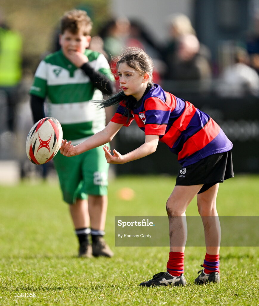 7 March 2026; Action during the Aviva Minis Rugby Festival between Athboy RFC and Balbriggan RFC at Balbriggan Rugby Club in Dublin. Photo by Ramsey Cardy/Sportsfile