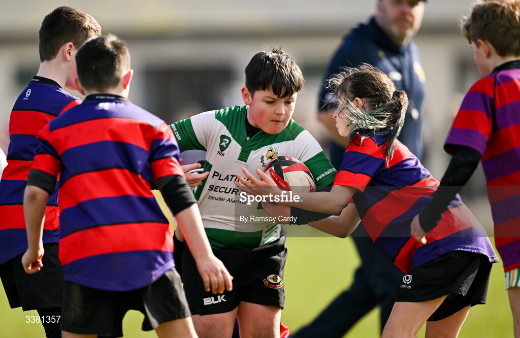 7 March 2026; Action during the Aviva Minis Rugby Festival between Athboy RFC and Balbriggan RFC at Balbriggan Rugby Club in Dublin. Photo by Ramsey Cardy/Sportsfile