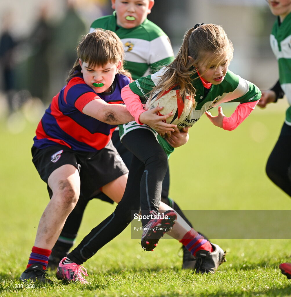 7 March 2026; Action during the Aviva Minis Rugby Festival between Athboy RFC and Balbriggan RFC at Balbriggan Rugby Club in Dublin. Photo by Ramsey Cardy/Sportsfile