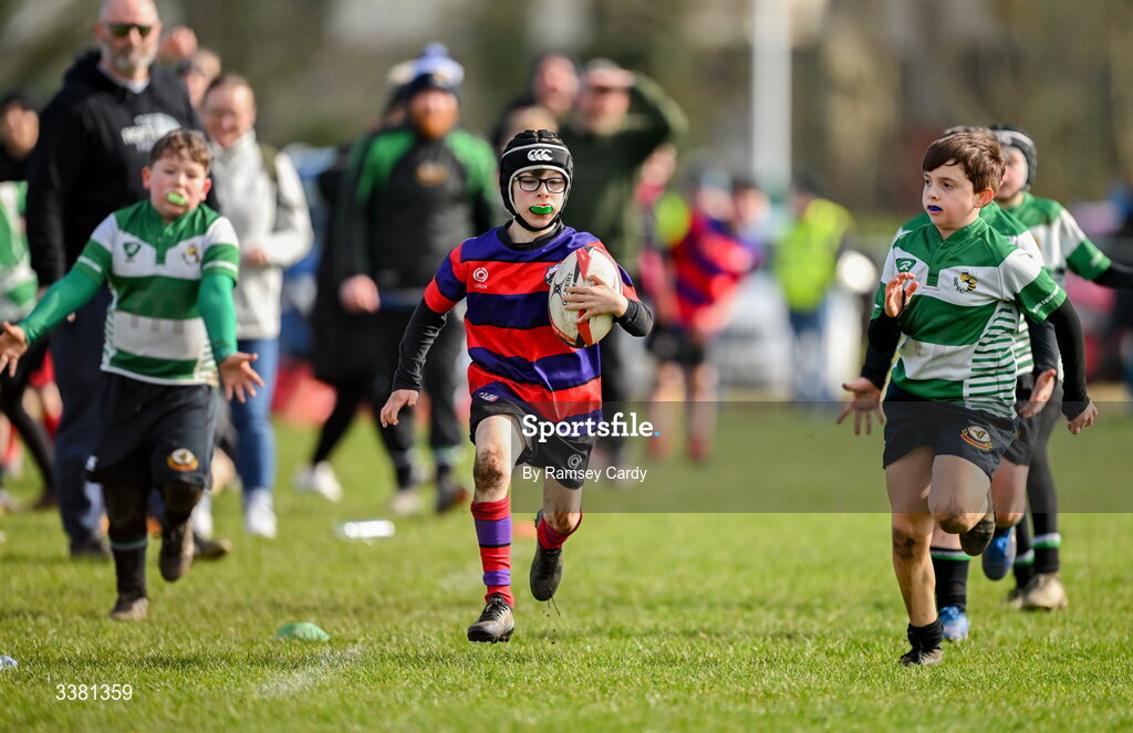 7 March 2026; Action during the Aviva Minis Rugby Festival between Athboy RFC and Balbriggan RFC at Balbriggan Rugby Club in Dublin. Photo by Ramsey Cardy/Sportsfile