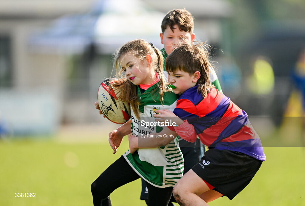 7 March 2026; Action during the Aviva Minis Rugby Festival between Athboy RFC and Balbriggan RFC at Balbriggan Rugby Club in Dublin. Photo by Ramsey Cardy/Sportsfile