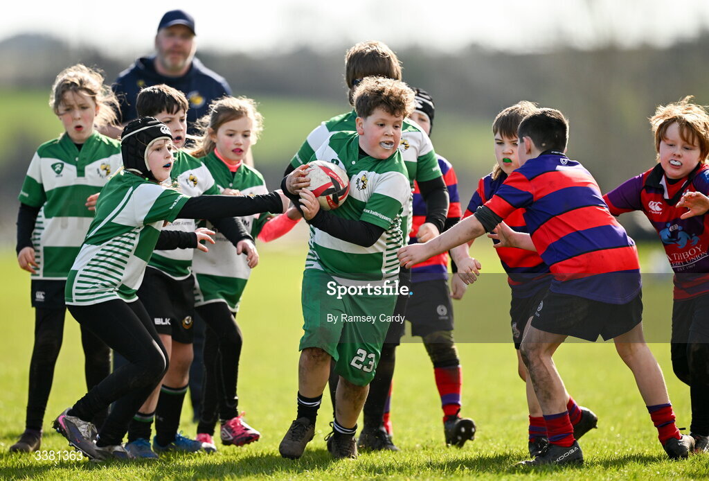 7 March 2026; Action during the Aviva Minis Rugby Festival between Athboy RFC and Balbriggan RFC at Balbriggan Rugby Club in Dublin. Photo by Ramsey Cardy/Sportsfile