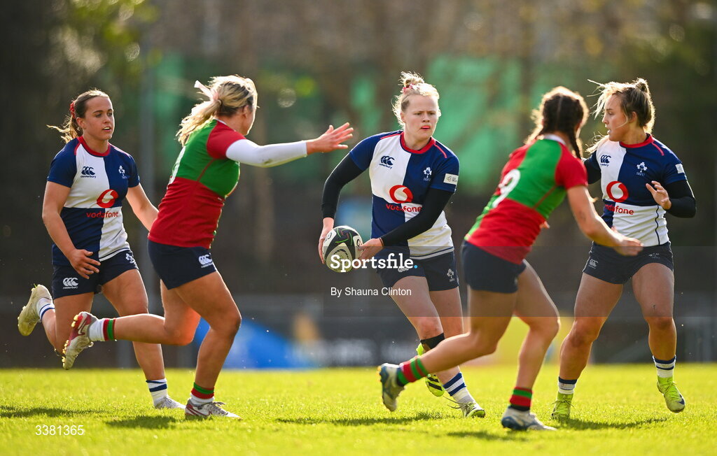 7 March 2026; Dannah O'Brien of Wolfhounds during the Celtic Challenge Round 10 match between Wolfhounds and Clovers at Belfield Bowl in Dublin. Photo by Shauna Clinton/Sportsfile