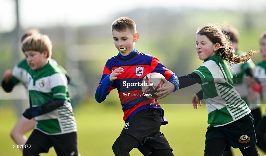 7 March 2026; Action during the Aviva Minis Rugby Festival between Athboy RFC and Balbriggan RFC at Balbriggan Rugby Club in Dublin. Photo by Ramsey Cardy/Sportsfile