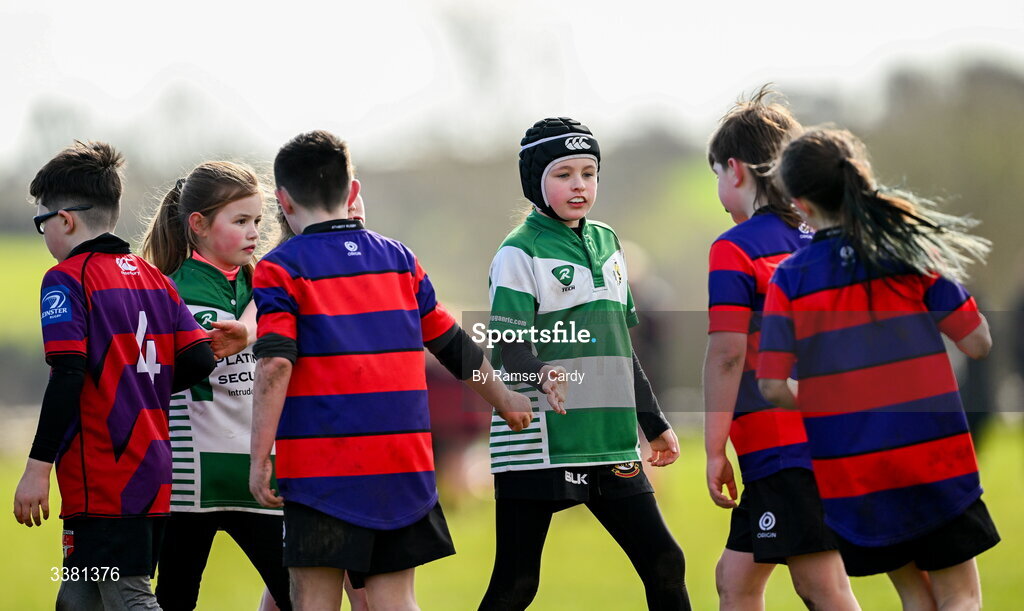 7 March 2026; Action during the Aviva Minis Rugby Festival between Athboy RFC and Balbriggan RFC at Balbriggan Rugby Club in Dublin. Photo by Ramsey Cardy/Sportsfile
