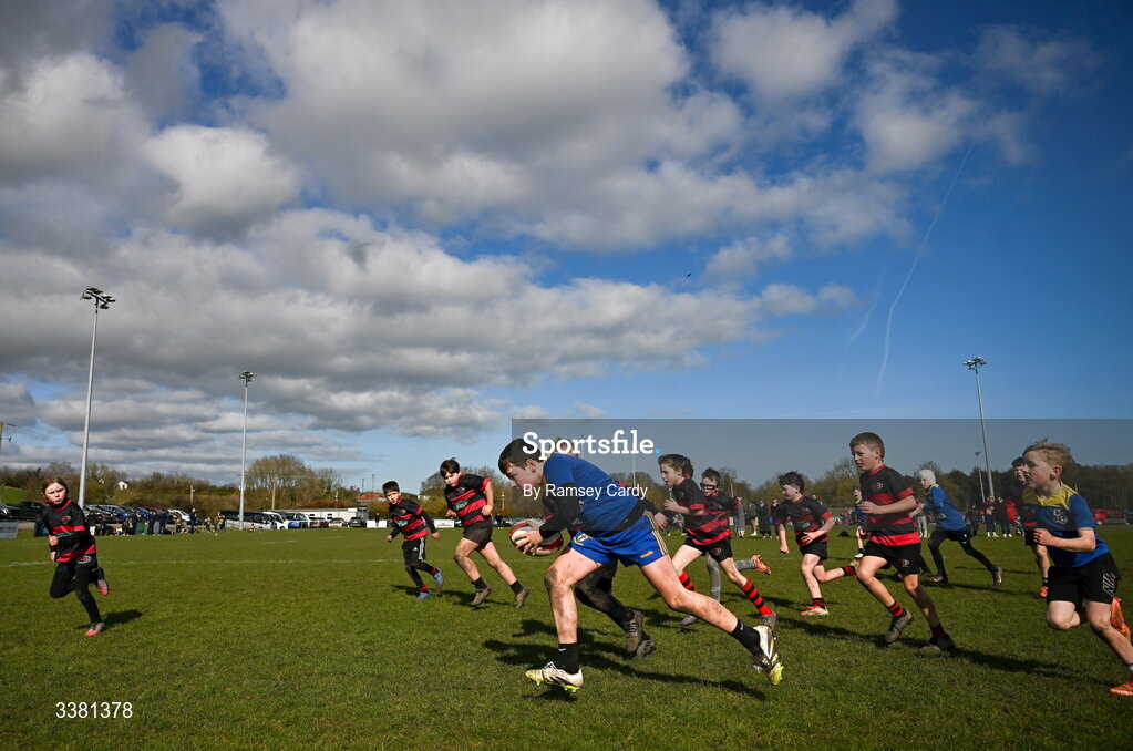 7 March 2026; Action during the Aviva Minis Rugby Festival between Dundalk RFC and Balbriggan RFC at Balbriggan Rugby Club in Dublin. Photo by Ramsey Cardy/Sportsfile