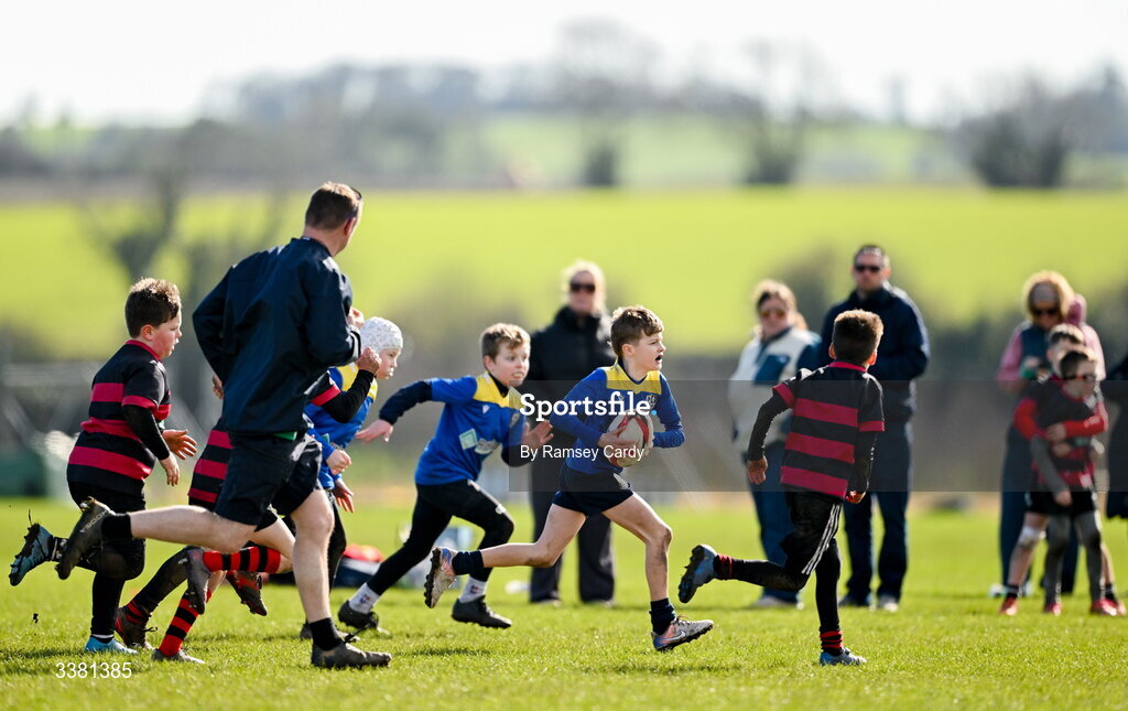 7 March 2026; Action during the Aviva Minis Rugby Festival between Ratoath RFC and Arklow RFC at Balbriggan Rugby Club in Dublin. Photo by Ramsey Cardy/Sportsfile