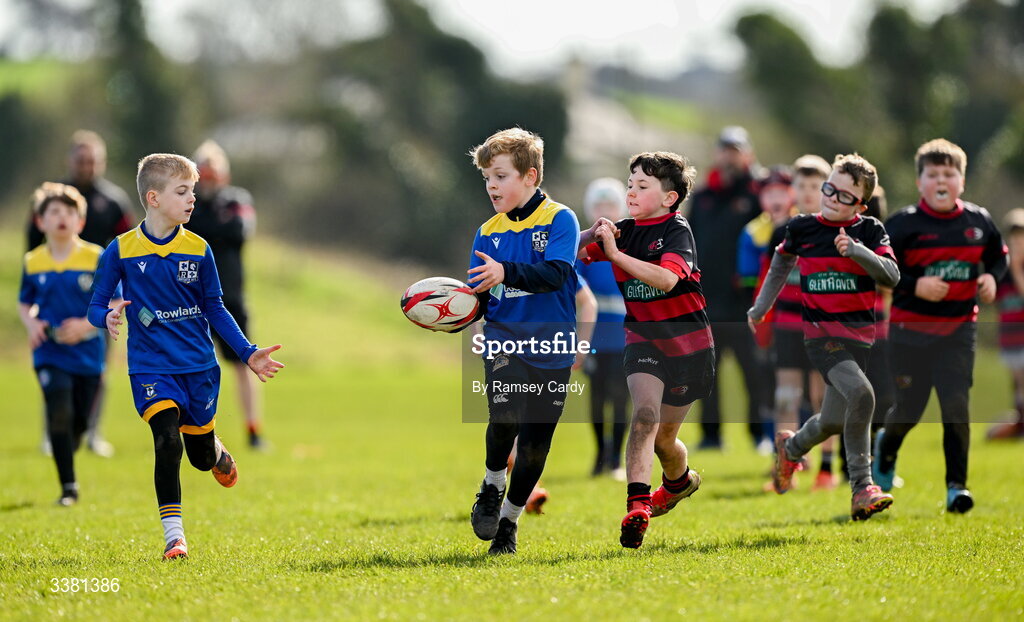 7 March 2026; Action during the Aviva Minis Rugby Festival between Ratoath RFC and Arklow RFC at Balbriggan Rugby Club in Dublin. Photo by Ramsey Cardy/Sportsfile