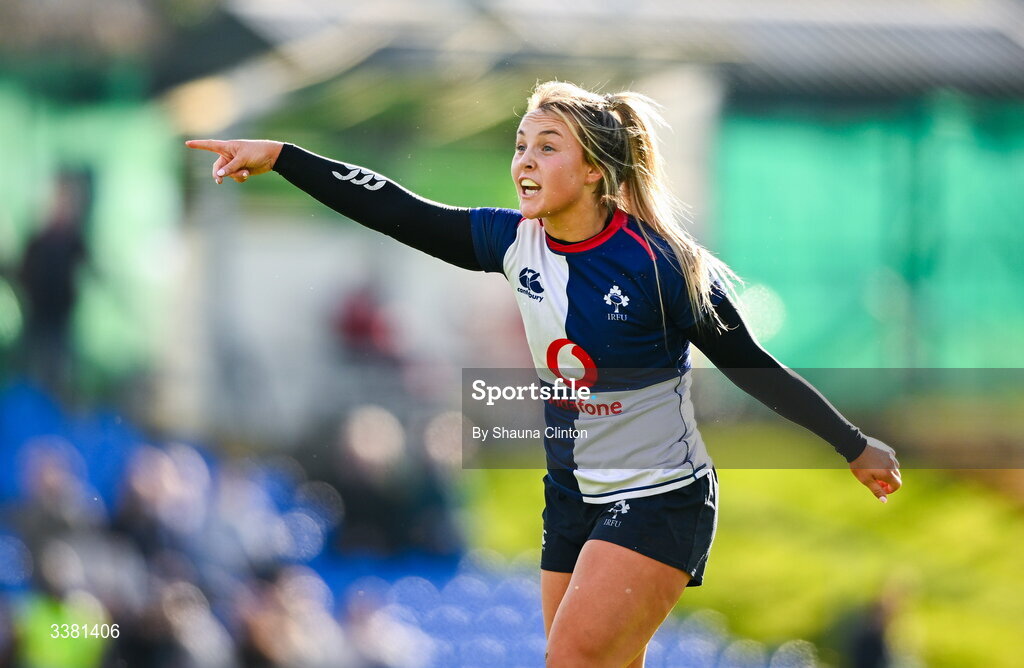 7 March 2026; Aoife Dalton of Wolfhounds during the Celtic Challenge Round 10 match between Wolfhounds and Clovers at Belfield Bowl in Dublin. Photo by Shauna Clinton/Sportsfile