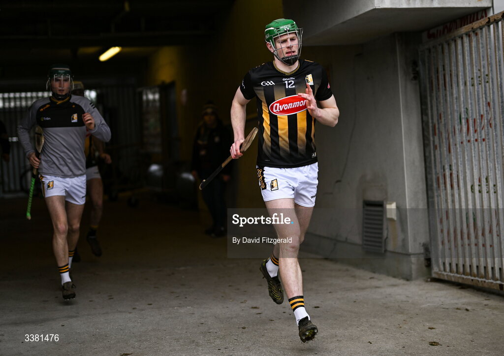 7 March 2026; Luke Connellan of Kilkenny runs out before the Allianz Hurling League Division 1A match between Galway and Kilkenny at Pearse Stadium in Galway. Photo by David Fitzgerald/Sportsfile