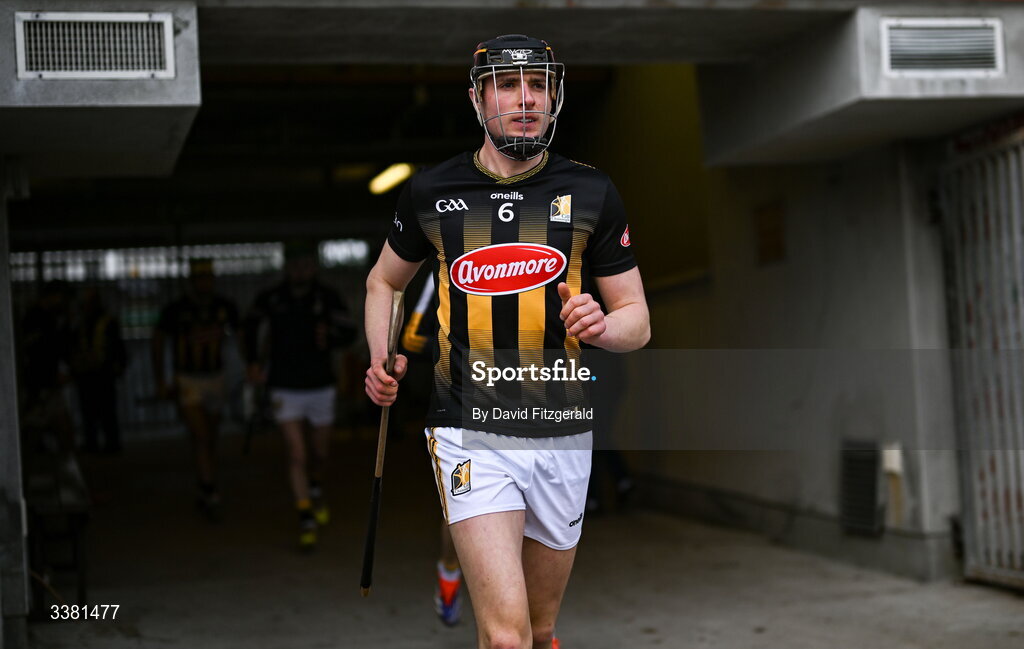 7 March 2026; Darragh Corcoran of Kilkenny runs out before the Allianz Hurling League Division 1A match between Galway and Kilkenny at Pearse Stadium in Galway. Photo by David Fitzgerald/Sportsfile