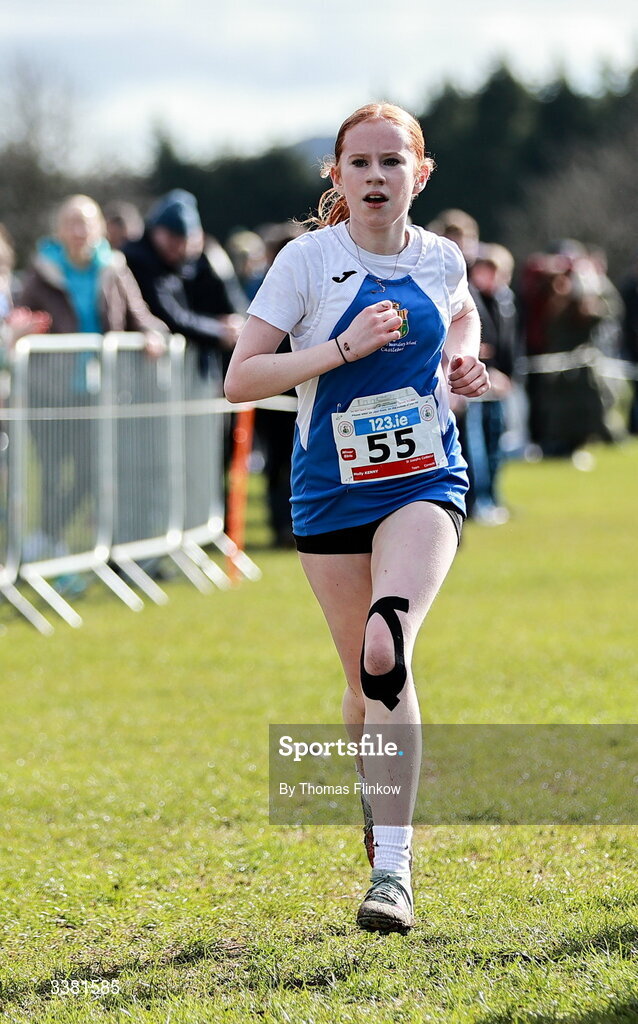 7 March 2026; Molly Kenny of St Josephs Castlebar, Mayo, competes in the minor girls event during the 123.ie All Ireland Schools’ Cross Country Championships at Mallusk Playing Fields in Newtownabbey, Antrim. Photo by Thomas Flinkow/Sportsfile