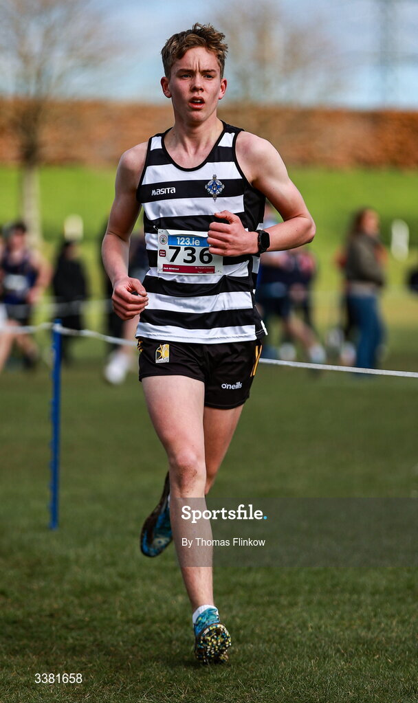 7 March 2026; Jack Renehan of St. Kieran's Kilkenny competes in the inter boys event during the 123.ie All Ireland Schools’ Cross Country Championships at Mallusk Playing Fields in Newtownabbey, Antrim. Photo by Thomas Flinkow/Sportsfile