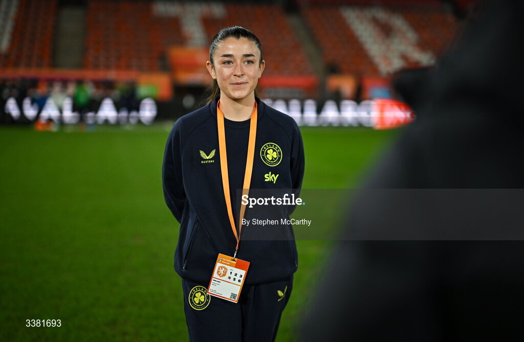 7 March 2026; Marissa Sheva of Republic of Ireland before the 2027 FIFA Women’s World Cup Qualifier match between the Netherlands and Republic of Ireland at Stadion Galgenwaard in Utrecht, Netherlands. Photo by Stephen McCarthy/Sportsfile