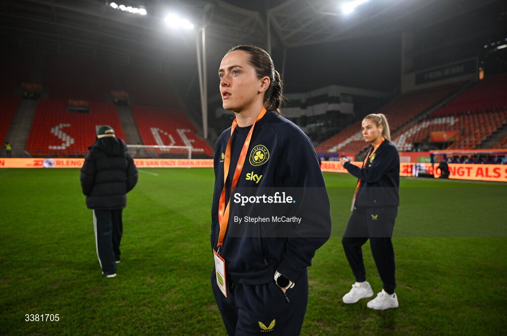 7 March 2026; Tyler Toland of Republic of Ireland before the 2027 FIFA Women’s World Cup Qualifier match between the Netherlands and Republic of Ireland at Stadion Galgenwaard in Utrecht, Netherlands. Photo by Stephen McCarthy/Sportsfile