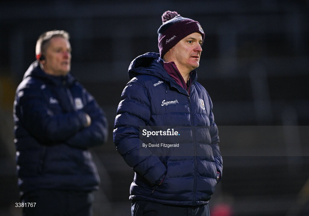 7 March 2026; Galway manager Micheál Donoghue during the Allianz Hurling League Division 1A match between Galway and Kilkenny at Pearse Stadium in Galway. Photo by David Fitzgerald/Sportsfile