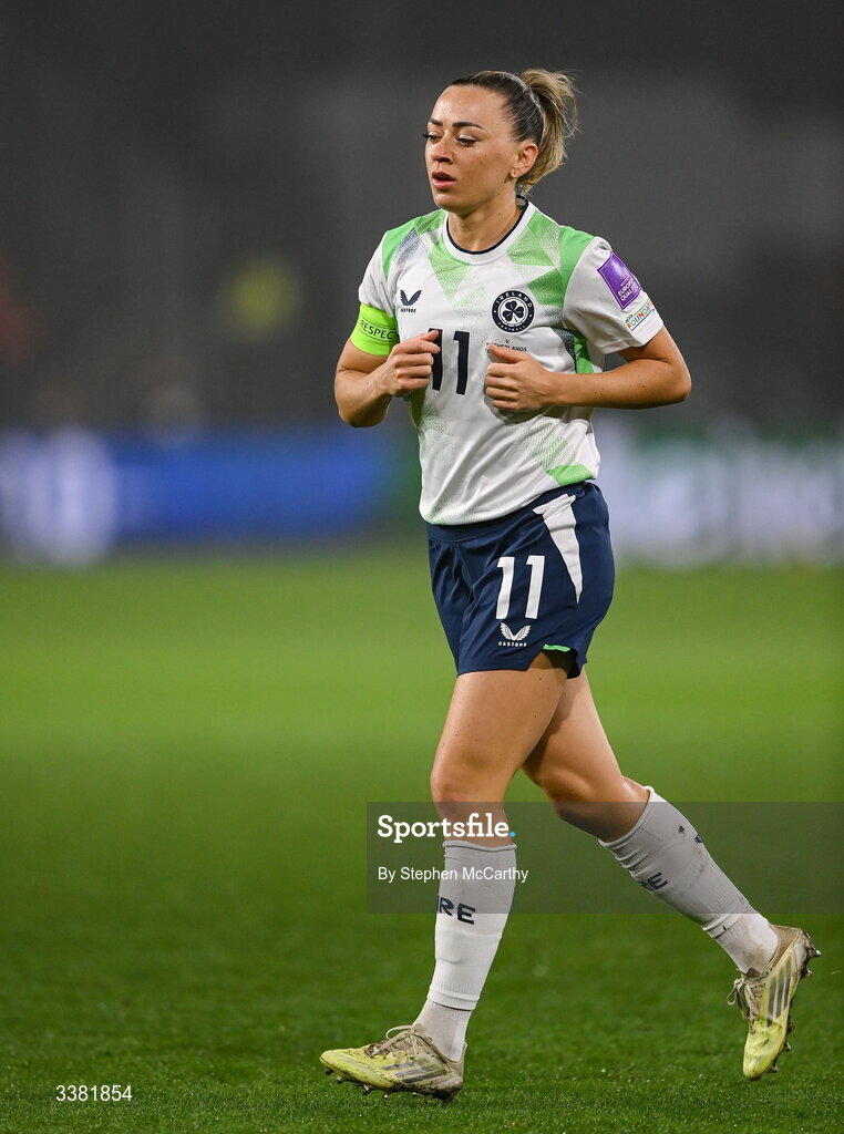 7 March 2026; Katie McCabe of Republic of Ireland during the 2027 FIFA Women’s World Cup Qualifier match between the Netherlands and Republic of Ireland at Stadion Galgenwaard in Utrecht, Netherlands. Photo by Stephen McCarthy/Sportsfile