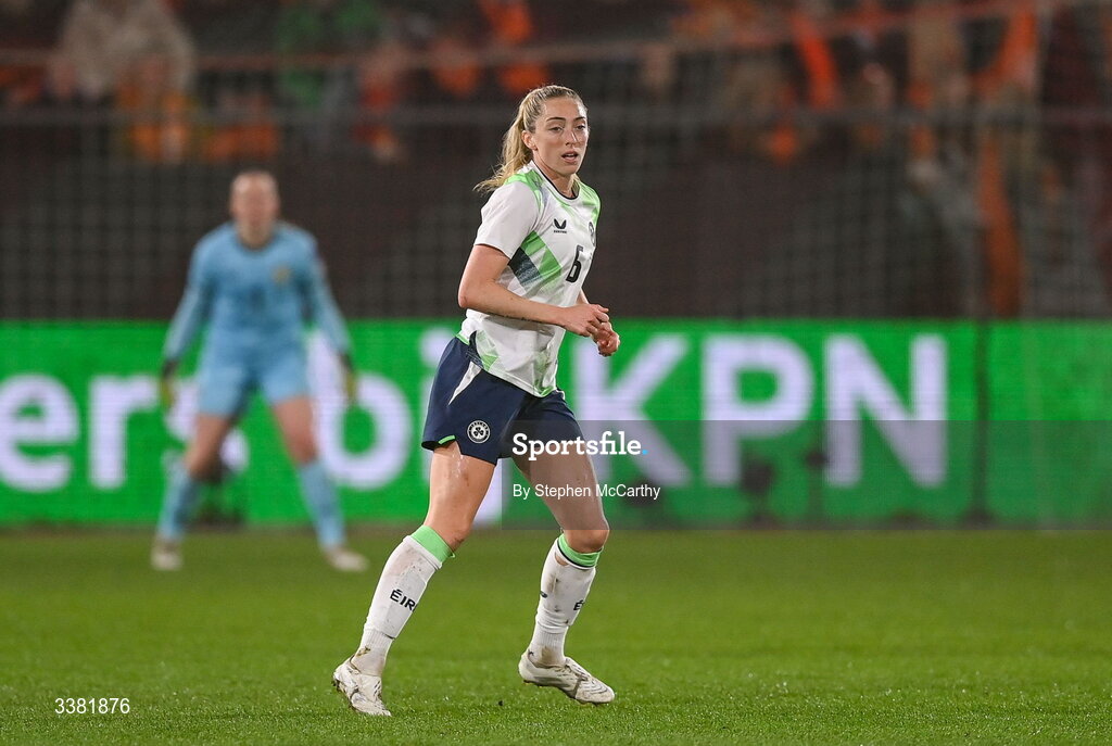 7 March 2026; Megan Connolly of Republic of Ireland during the 2027 FIFA Women’s World Cup Qualifier match between the Netherlands and Republic of Ireland at Stadion Galgenwaard in Utrecht, Netherlands. Photo by Stephen McCarthy/Sportsfile