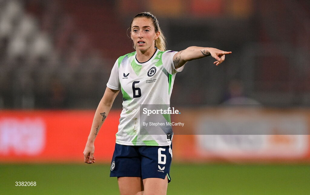 7 March 2026; Megan Connolly of Republic of Ireland during the 2027 FIFA Women’s World Cup Qualifier match between the Netherlands and Republic of Ireland at Stadion Galgenwaard in Utrecht, Netherlands. Photo by Stephen McCarthy/Sportsfile