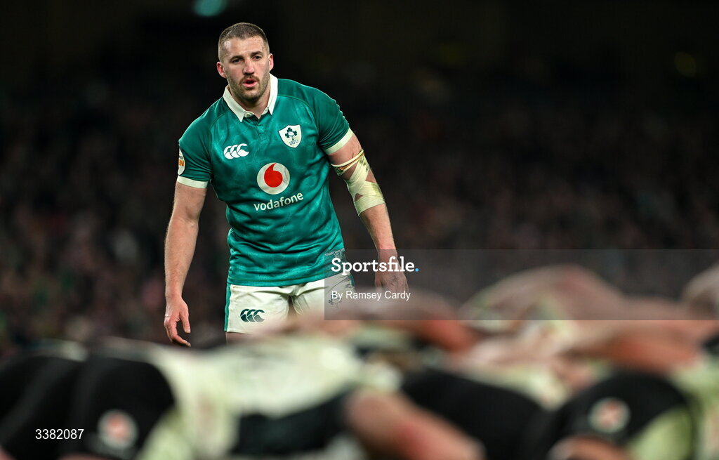 6 March 2026; Stuart McCloskey of Ireland during the Guinness 6 Nations Rugby Championship match between Ireland and Wales at the Aviva Stadium in Dublin. Photo by Ramsey Cardy/Sportsfile