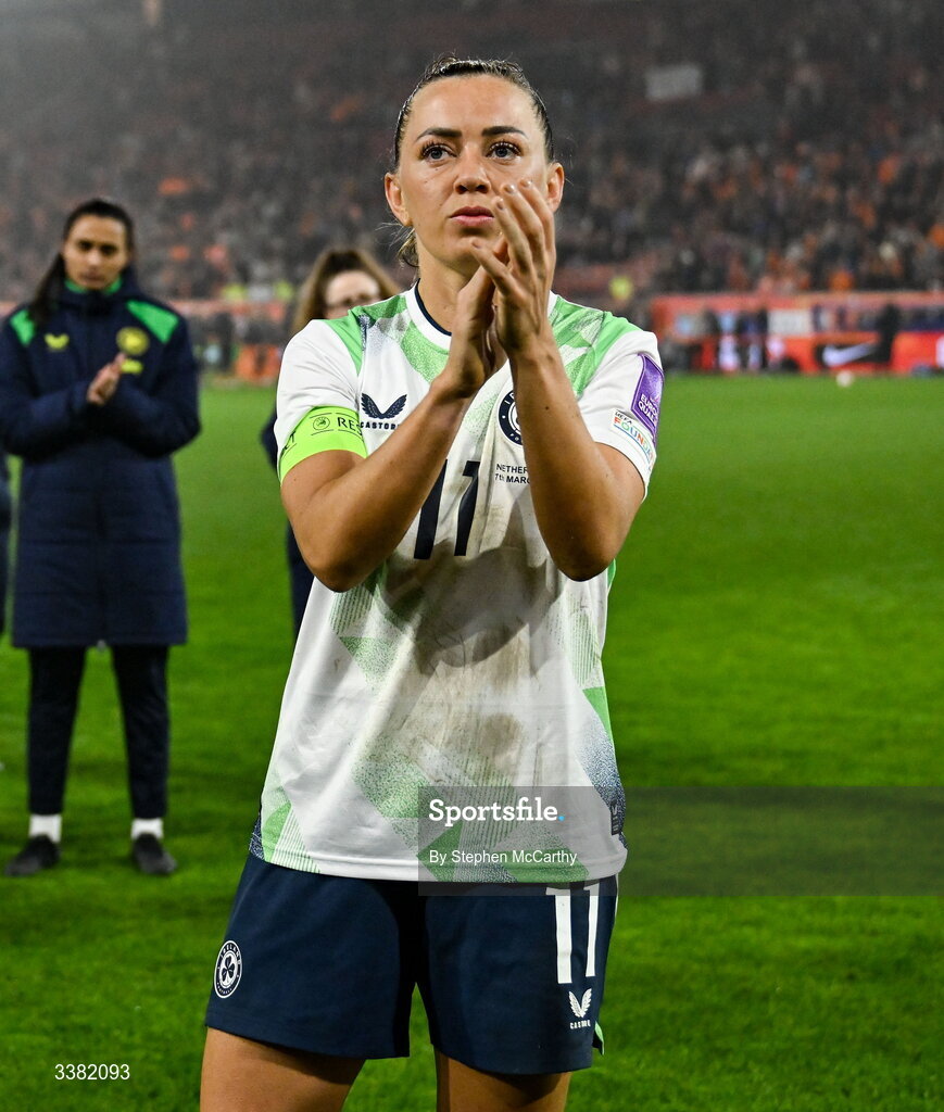 7 March 2026; Katie McCabe of Republic of Ireland after the 2027 FIFA Women’s World Cup Qualifier match between the Netherlands and Republic of Ireland at Stadion Galgenwaard in Utrecht, Netherlands. Photo by Stephen McCarthy/Sportsfile