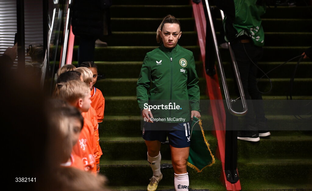 7 March 2026; Katie McCabe of Republic of Ireland before the 2027 FIFA Women’s World Cup Qualifier match between the Netherlands and Republic of Ireland at Stadion Galgenwaard in Utrecht, Netherlands. Photo by Stephen McCarthy/Sportsfile