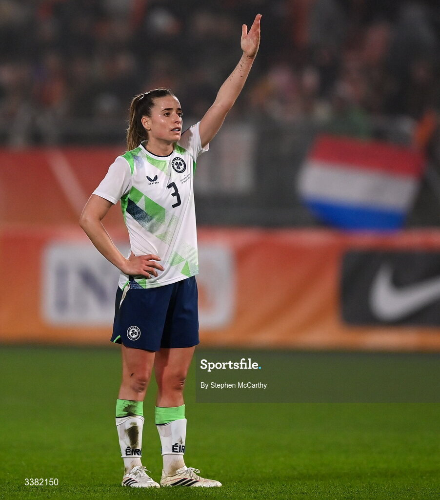 7 March 2026; Chloe Mustaki of Republic of Ireland during the 2027 FIFA Women’s World Cup Qualifier match between the Netherlands and Republic of Ireland at Stadion Galgenwaard in Utrecht, Netherlands. Photo by Stephen McCarthy/Sportsfile