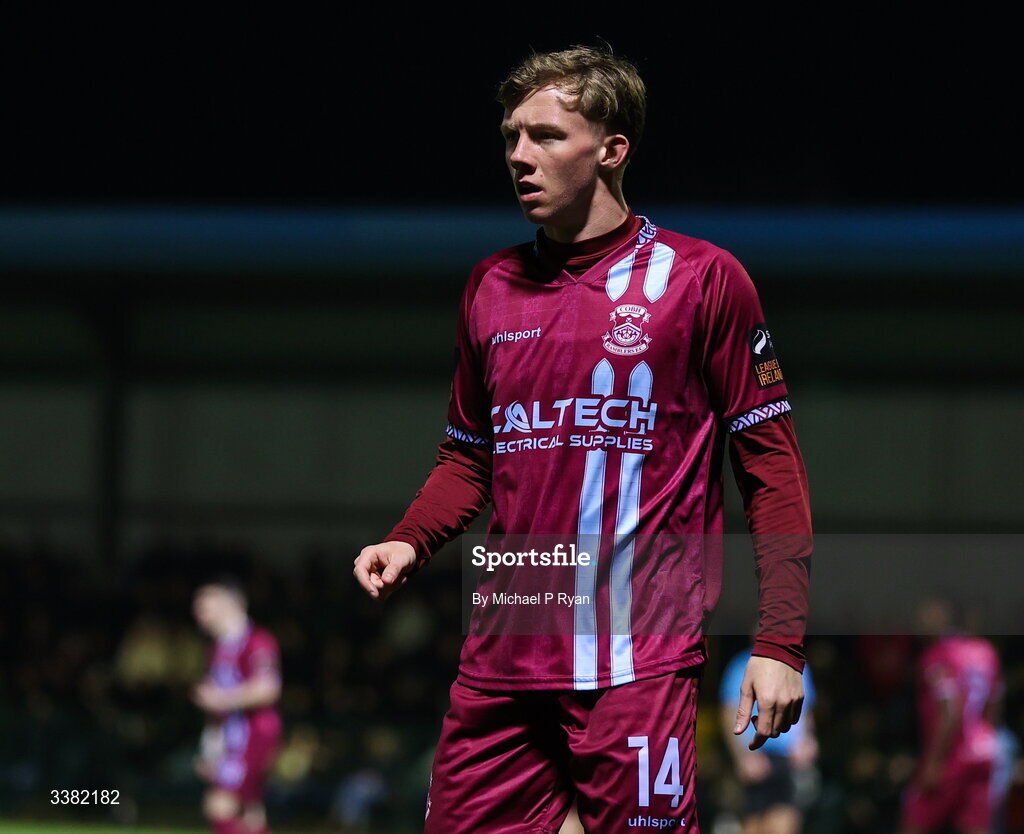 6 March 2026; Rhys Brennan of Cobh Ramblers during the SSE Airtricity Men's First Division match between Cobh Ramblers and Cork City at St Colman's Park in Cobh, Cork. Photo by Michael P Ryan/Sportsfile