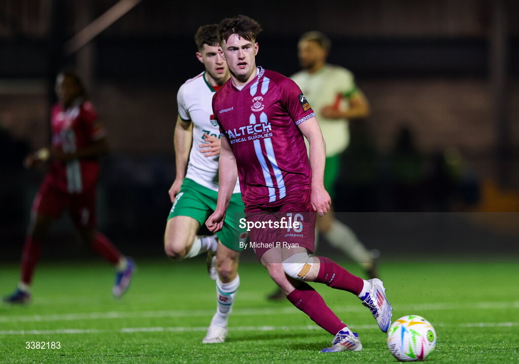 6 March 2026; Oran Crowe of Cobh Ramblers during the SSE Airtricity Men's First Division match between Cobh Ramblers and Cork City at St Colman's Park in Cobh, Cork. Photo by Michael P Ryan/Sportsfile