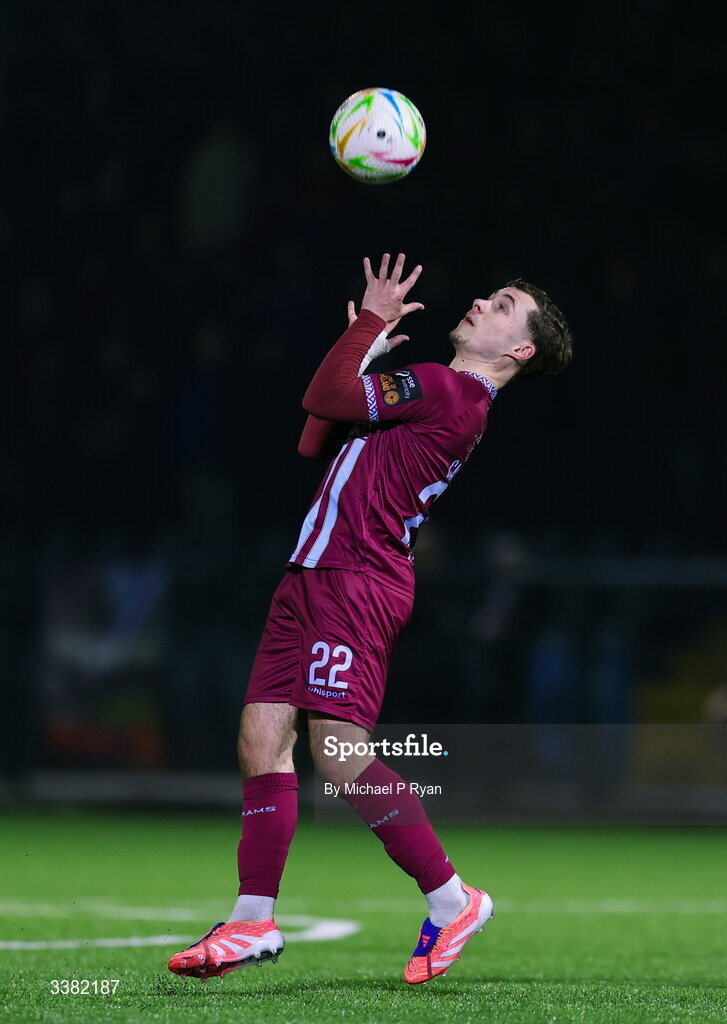 6 March 2026; Mikey Carroll of Cobh Ramblers during the SSE Airtricity Men's First Division match between Cobh Ramblers and Cork City at St Colman's Park in Cobh, Cork. Photo by Michael P Ryan/Sportsfile
