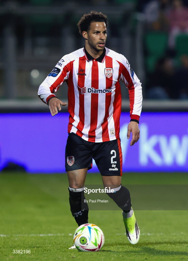 6 March 2026; Barry Cotter of Derry City during the SSE Airtricity Men's Premier Division match between Shamrock Rovers and Derry City at Tallaght Stadium in Dublin. Photo by Paul Phelan/Sportsfile