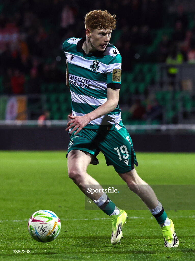 6 March 2026; Adam Brennan of Shamrock Rovers during the SSE Airtricity Men's Premier Division match between Shamrock Rovers and Derry City at Tallaght Stadium in Dublin. Photo by Paul Phelan/Sportsfile