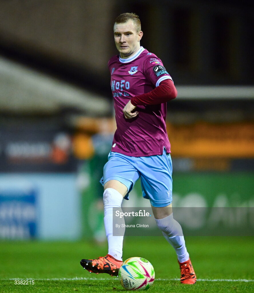 27 February 2026; Mark Doyle of Drogheda United during the SSE Airtricity Men's Premier Division match between Drogheda United and Shelbourne at Sullivan & Lambe Park in Drogheda, Louth. Photo by Shauna Clinton/Sportsfile