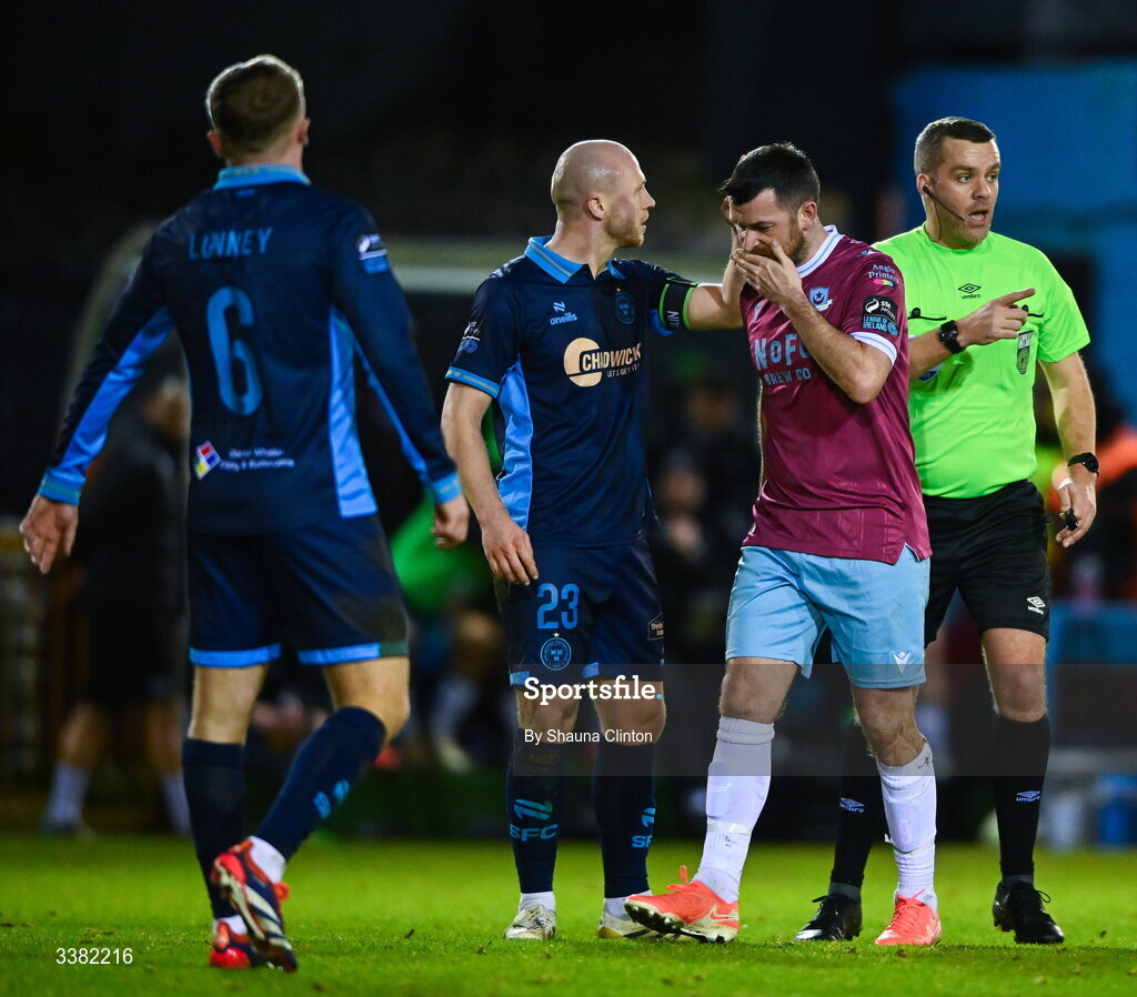 27 February 2026; Ryan Brennan of Drogheda United during the SSE Airtricity Men's Premier Division match between Drogheda United and Shelbourne at Sullivan & Lambe Park in Drogheda, Louth. Photo by Shauna Clinton/Sportsfile