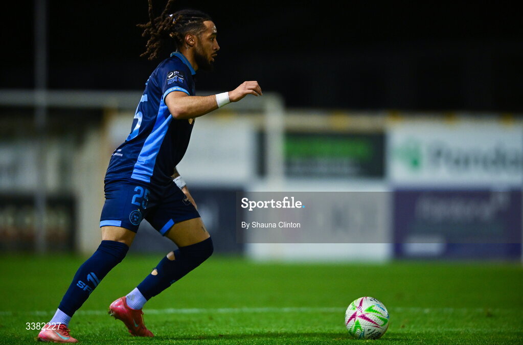 27 February 2026; Milan Mbeng of Shelbourne during the SSE Airtricity Men's Premier Division match between Drogheda United and Shelbourne at Sullivan & Lambe Park in Drogheda, Louth. Photo by Shauna Clinton/Sportsfile