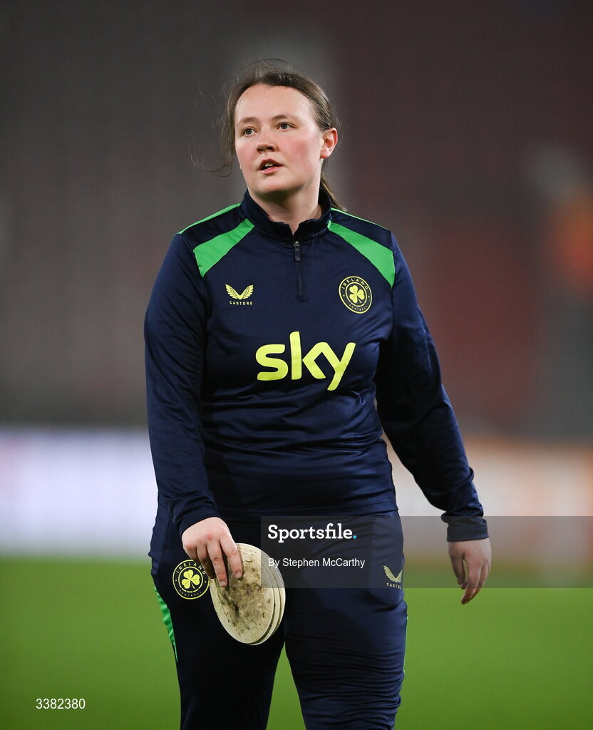 7 March 2026; Republic of Ireland equipment officer Rachel O'Hanlon before the 2027 FIFA Women’s World Cup Qualifier match between the Netherlands and Republic of Ireland at Stadion Galgenwaard in Utrecht, Netherlands. Photo by Stephen McCarthy/Sportsfile