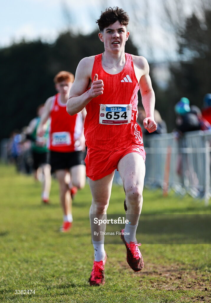 7 March 2026; Matthew Mahony of Midleton CBS Secondary School, Cork, competes in the inter boys event during the 123.ie All Ireland Schools’ Cross Country Championships at Mallusk Playing Fields in Newtownabbey, Antrim. Photo by Thomas Flinkow/Sportsfile