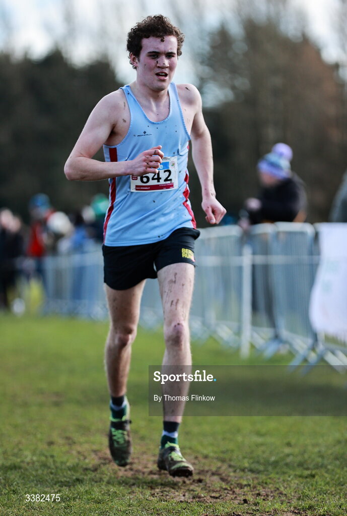 7 March 2026; Jack Donnelly of St Michael's Enniskillen, Fermanagh, competes in the inter boys event during the 123.ie All Ireland Schools’ Cross Country Championships at Mallusk Playing Fields in Newtownabbey, Antrim. Photo by Thomas Flinkow/Sportsfile